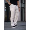 Erkek Keten Cepli Çıma Dikişli jogger Buggy Pantalon Rahat kalıp - Beyaz Erkek Keten Cepli Çıma Dikişli jogger Buggy Pantalon Rahat kalıp - Beyaz