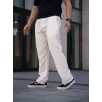 Erkek Keten Cepli Çıma Dikişli jogger Buggy Pantalon Rahat kalıp - Beyaz Erkek Keten Cepli Çıma Dikişli jogger Buggy Pantalon Rahat kalıp - Beyaz