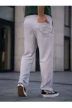 Erkek Keten Cepli Çıma Dikişli Jogger Buggy Pantalon Rahat Kalıp - Gri