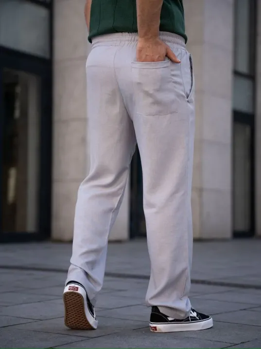 Erkek Keten Cepli Çıma Dikişli jogger Buggy Pantalon Rahat kalıp - Gri Erkek Keten Cepli Çıma Dikişli jogger Buggy Pantalon Rahat kalıp - Gri
