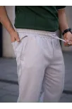 Erkek Keten Cepli Çıma Dikişli Jogger Buggy Pantalon Rahat Kalıp - Gri