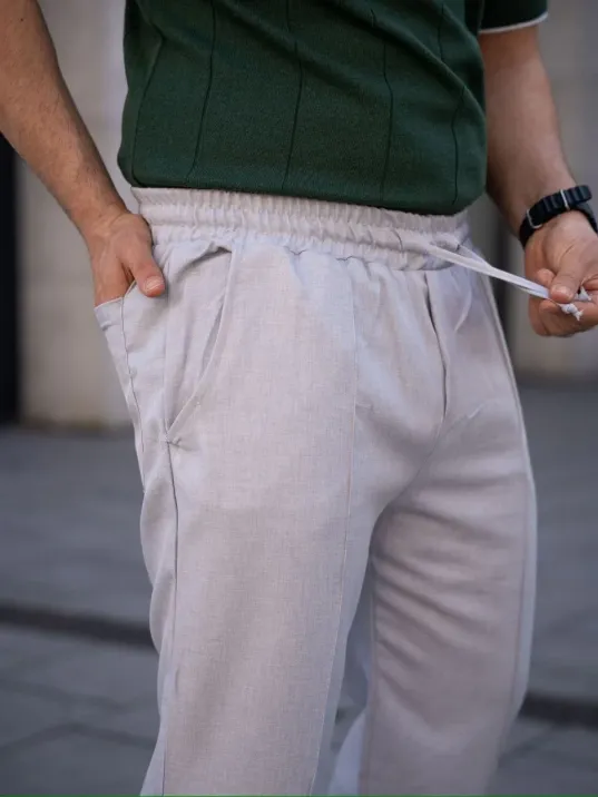 Erkek Keten Cepli Çıma Dikişli jogger Buggy Pantalon Rahat kalıp - Gri Erkek Keten Cepli Çıma Dikişli jogger Buggy Pantalon Rahat kalıp - Gri