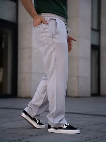 Erkek Keten Cepli Çıma Dikişli jogger Buggy Pantalon Rahat kalıp - Gri Erkek Keten Cepli Çıma Dikişli jogger Buggy Pantalon Rahat kalıp - Gri