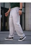 Erkek Keten Cepli Çıma Dikişli Jogger Buggy Pantalon Rahat Kalıp - Gri
