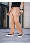 Erkek Keten Cepli Çıma Dikişli Jogger Buggy Pantalon Rahat Kalıp - Kahverengi