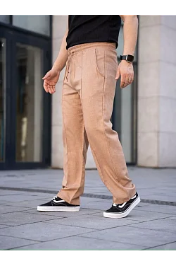 Erkek Keten Cepli Çıma Dikişli Jogger Buggy Pantalon Rahat Kalıp - Kahverengi