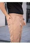 Erkek Keten Cepli Çıma Dikişli Jogger Buggy Pantalon Rahat Kalıp - Kahverengi