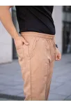 Erkek Keten Cepli Çıma Dikişli Jogger Buggy Pantalon Rahat Kalıp - Kahverengi