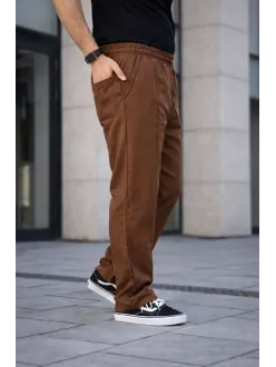 Erkek Keten Cepli Çıma Dikişli Jogger Buggy Pantalon Rahat Kalıp - Kahverengi