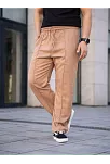 Erkek Keten Cepli Çıma Dikişli Jogger Buggy Pantalon Rahat Kalıp - Kahverengi