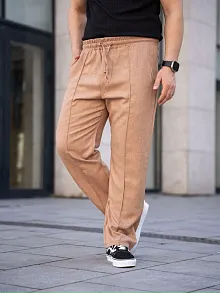 Erkek Keten Cepli Çıma Dikişli Jogger Buggy Pantalon Rahat Kalıp - Kahverengi