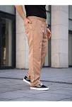 Erkek Keten Cepli Çıma Dikişli Jogger Buggy Pantalon Rahat Kalıp - Kahverengi