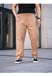 Erkek Keten Cepli Çıma Dikişli Jogger Buggy Pantalon Rahat Kalıp - Kahverengi