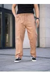 Erkek Keten Cepli Çıma Dikişli Jogger Buggy Pantalon Rahat Kalıp - Kahverengi