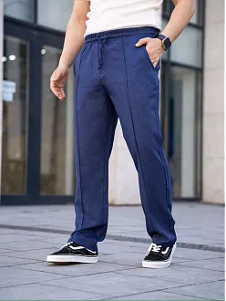 Erkek Keten Cepli Çıma Dikişli Jogger Buggy Pantalon Rahat Kalıp - Lacivert
