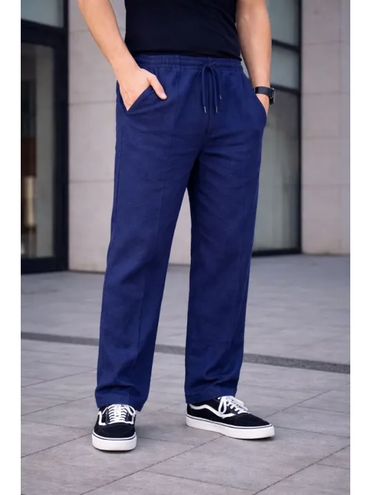 Erkek Keten Cepli Çıma Dikişli Jogger Buggy Pantalon Rahat Kalıp - Lacivert Erkek Keten Cepli Çıma Dikişli Jogger Buggy Pantalon Rahat Kalıp - Lacivert