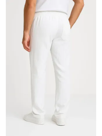 Erkek Keten Pantolon – Cepli, Beli Lastikli ve Bağcıklı, Nefes Alan Rahat Kalıp, Yazlık ve Baharlık Günlük Giyim, Şık & Konforlu Boru Paça Model - Beyaz Erkek Keten Pantolon – Cepli, Beli Lastikli ve Bağcıklı, Nefes Alan Rahat Kalıp, Yazlık ve Baharlık Günlük Giyim, Şık & Konforlu Boru Paça Model - Beyaz