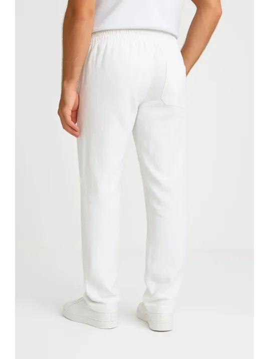 Erkek Keten Pantolon – Cepli, Beli Lastikli ve Bağcıklı, Nefes Alan Rahat Kalıp, Yazlık ve Baharlık Günlük Giyim, Şık & Konforlu Boru Paça Model - Beyaz Erkek Keten Pantolon – Cepli, Beli Lastikli ve Bağcıklı, Nefes Alan Rahat Kalıp, Yazlık ve Baharlık Günlük Giyim, Şık & Konforlu Boru Paça Model - Beyaz