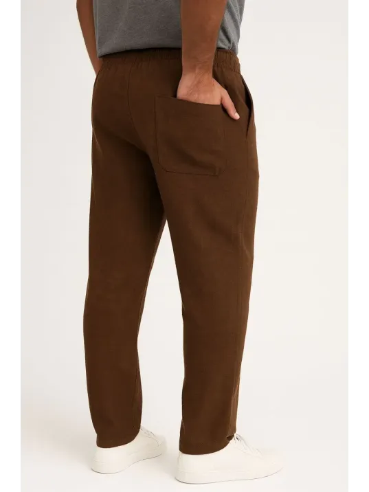 Erkek Keten Pantolon – Cepli, Beli Lastikli ve Bağcıklı, Nefes Alan Rahat Kalıp, Yazlık ve Baharlık Günlük Giyim, Şık & Konforlu Boru Paça Model - Kahverengi Erkek Keten Pantolon – Cepli, Beli Lastikli ve Bağcıklı, Nefes Alan Rahat Kalıp, Yazlık ve Baharlık Günlük Giyim, Şık & Konforlu Boru Paça Model - Kahverengi
