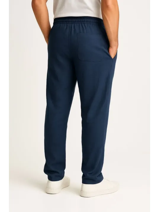 Erkek Keten Pantolon – Cepli, Beli Lastikli ve Bağcıklı, Nefes Alan Rahat Kalıp, Yazlık ve Baharlık Günlük Giyim, Şık & Konforlu Boru Paça Model - Lacivert Erkek Keten Pantolon – Cepli, Beli Lastikli ve Bağcıklı, Nefes Alan Rahat Kalıp, Yazlık ve Baharlık Günlük Giyim, Şık & Konforlu Boru Paça Model - Lacivert