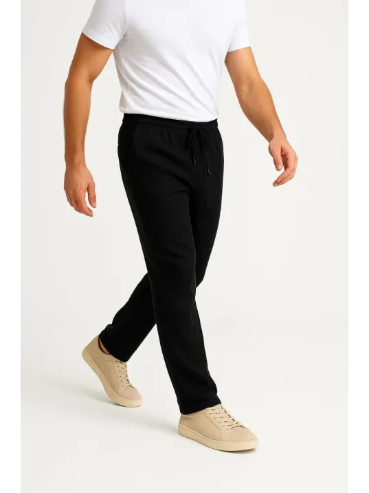 Erkek Keten Pantolon – Cepli, Beli Lastikli ve Bağcıklı, Nefes Alan Rahat Kalıp, Yazlık ve Baharlık Günlük Giyim, Şık & Konforlu Boru Paça Model - Siyah Erkek Keten Pantolon – Cepli, Beli Lastikli ve Bağcıklı, Nefes Alan Rahat Kalıp, Yazlık ve Baharlık Günlük Giyim, Şık & Konforlu Boru Paça Model - Siyah