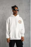 Erkek Kilim Desen Kapüşonlu Sweat- Beyaz