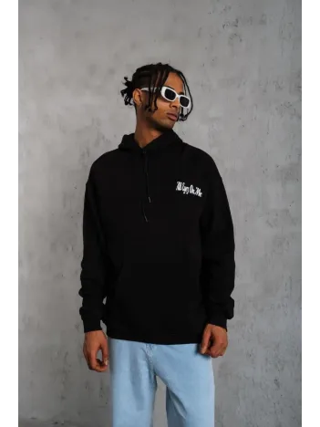 Erkek Oversize Üç İplik Kapüşonlu Sweat – Siyah Kol ve Etek Ribana Detaylı, Ön ve Sırt Baskılı, Kanguru Cepli Rahat Kalıp Model Erkek Oversize Üç İplik Kapüşonlu Sweat – Siyah Kol ve Etek Ribana Detaylı, Ön ve Sırt Baskılı, Kanguru Cepli Rahat Kalıp Model