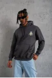 Erkek Kordonlu Maske Baskılı Kapşonlu Sweat - Gri