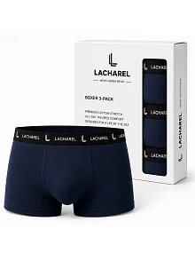 Erkek Likralı Pamuklu Nefes Alan Penye Boxer 3'lü Paket - Lacivert