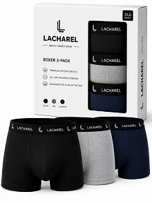 Erkek Likralı Pamuklu Nefes Alan Penye Boxer 3'lü Paket - Siyah - Gri - Lacivert