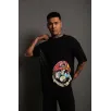Erkek Mario Baskılı Oversize T-Shirt - Siyah