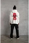 Erkek Maske Baskılı Kapüşonlu Sweat - Beyaz