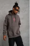 Erkek Maske Baskılı Kapüşonlu Sweat - Gri