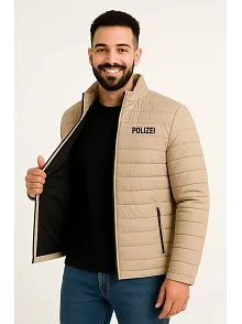 Erkek Mikro Su İtici Kapitone Baskılı Astarlı Fermuarlı Bomber Mont - Bej