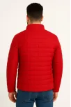 Erkek Mikro Su İtici Kapitone Baskılı Astarlı Fermuarlı Bomber Mont - Kırmızı