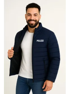 Erkek Mikro Su İtici Kapitone Baskılı Astarlı Fermuarlı Bomber Mont - Lacivert