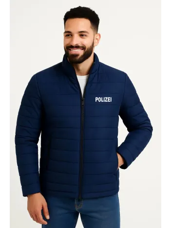 Erkek Mikro Su İtici Kapitone Baskılı Astarlı Fermuarlı Bomber Mont - Lacivert