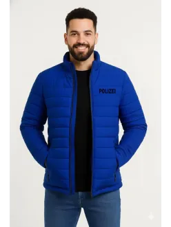 Erkek Mikro Su İtici Kapitone Baskılı Astarlı Fermuarlı Bomber Mont - Saks Mavisi