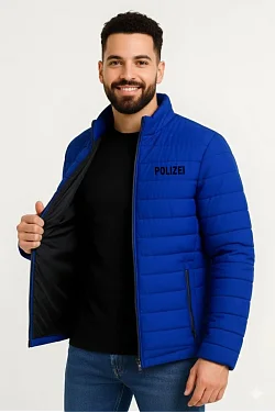 Erkek Mikro Su İtici Kapitone Baskılı Astarlı Fermuarlı Bomber Mont - Saks Mavisi