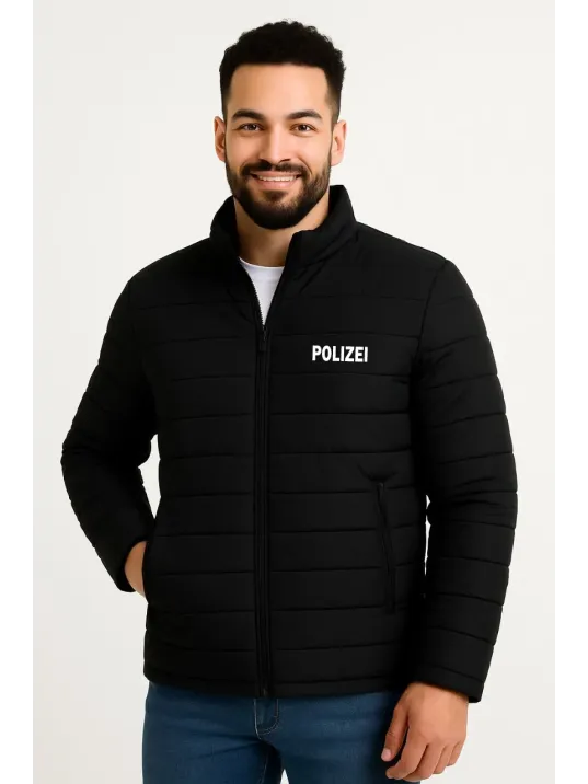 Erkek Mikro Su İtici Kapitone Baskılı Astarlı Fermuarlı Bomber Mont - Siyah