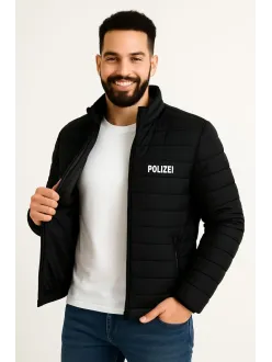 Erkek Mikro Su İtici Kapitone Baskılı Astarlı Fermuarlı Bomber Mont - Siyah