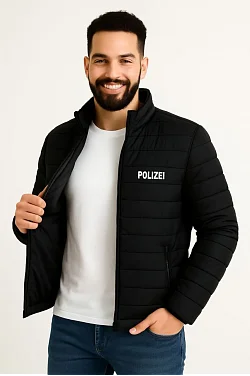 Erkek Mikro Su İtici Kapitone Baskılı Astarlı Fermuarlı Bomber Mont - Siyah