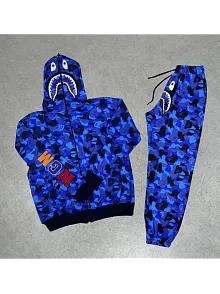 Unisex Pubg Bape X Shark Eşofman Takımı - Mavi