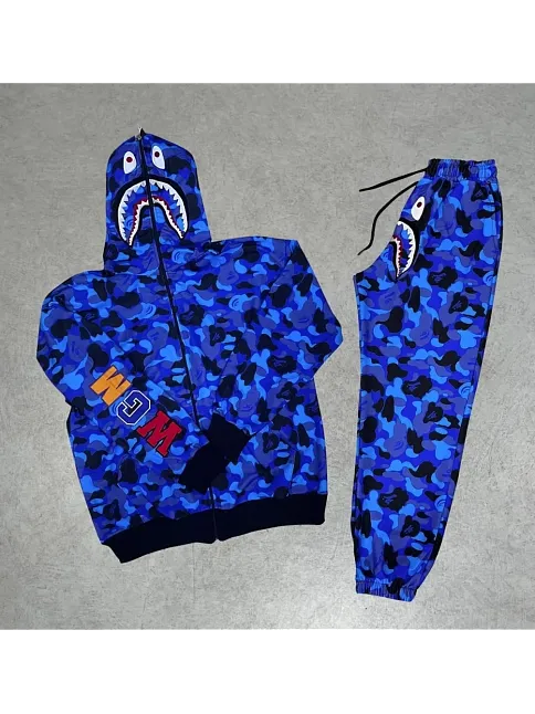 Unisex Pubg Bape X Shark Eşofman Takımı - Mavi