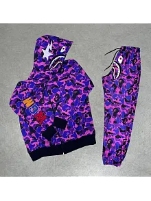 Unisex Pubg Bape X Shark Eşofman Takımı - Mor
