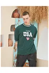 Erkek Nakış İşlemeli Ribanalı Oversize T-shirt - Yeşil