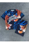 Erkek Dijital Baskılı Şortlu Takım - Mavi Erkek Dijital Baskılı Şortlu Takım - Mavi
