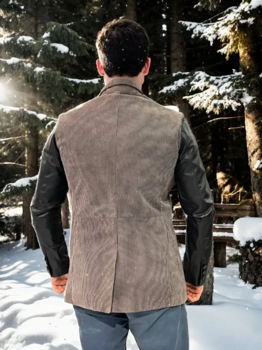 Erkek Nubuk Deri Ceket - Siyah