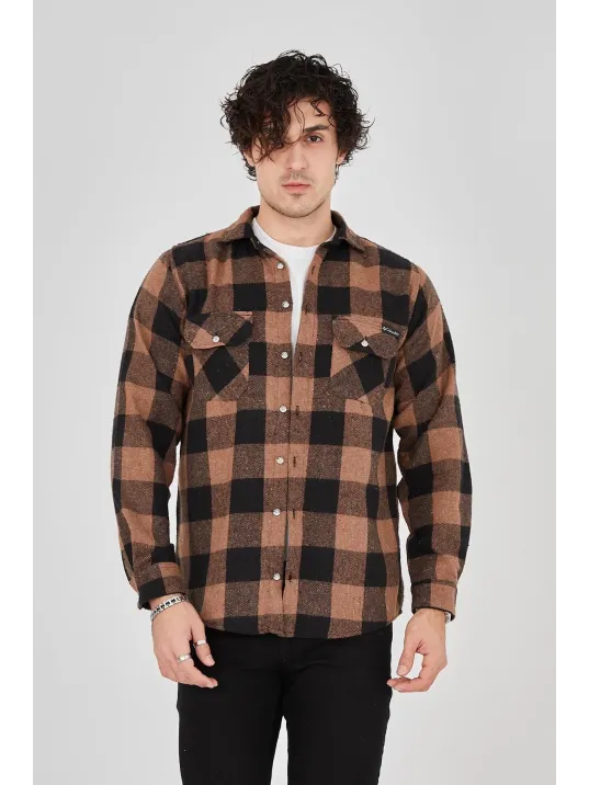 Erkek Oduncu Gömlek - Kahverengi