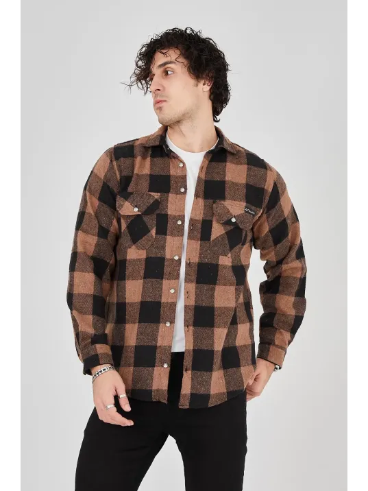Erkek Oduncu Gömlek - Kahverengi